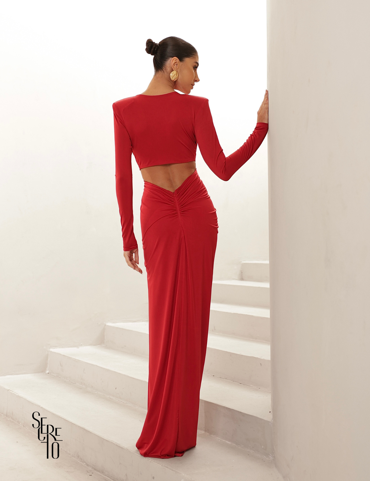 Vestido Longo Manga Longa Tatiane Vermelho