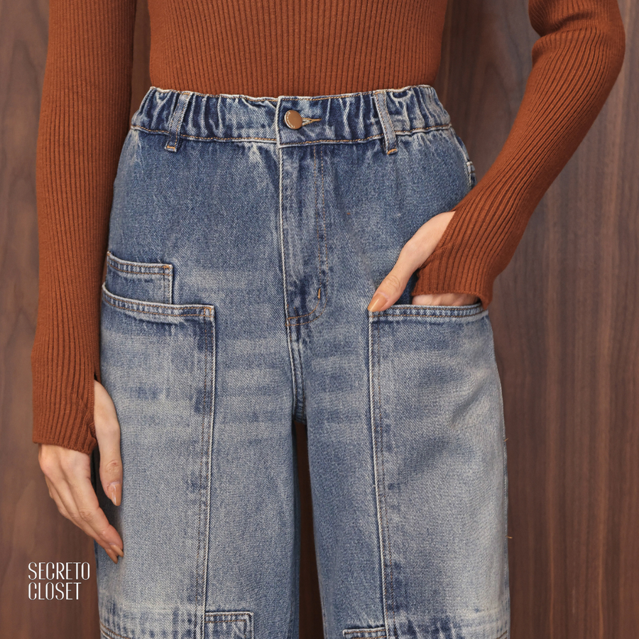 Calça Jeans Cós Elástico Maia Azul