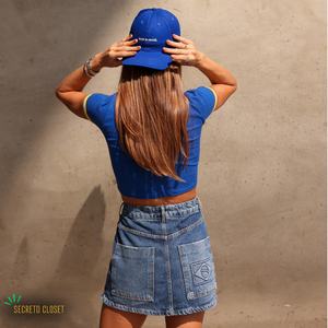 Short Saia Jeans Bandeira Fernanda Escuro