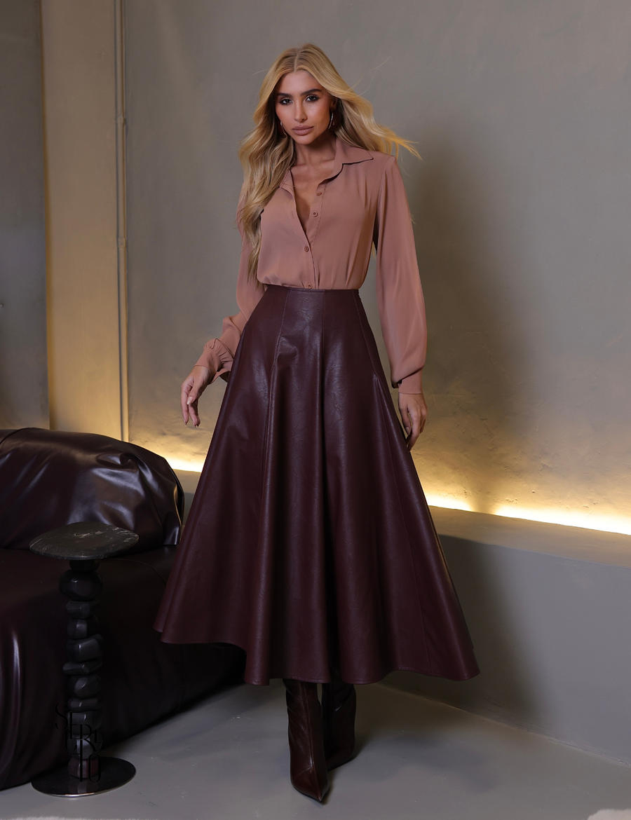 Saia Midi Courino Khris Vinho