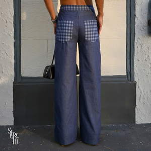 Conjunto Jeans Listrado Valesca Azul Escuro