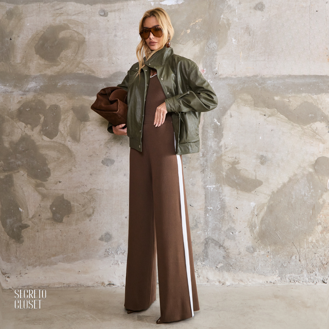 Jaqueta Bomber Courino Anneliese Verde Militar