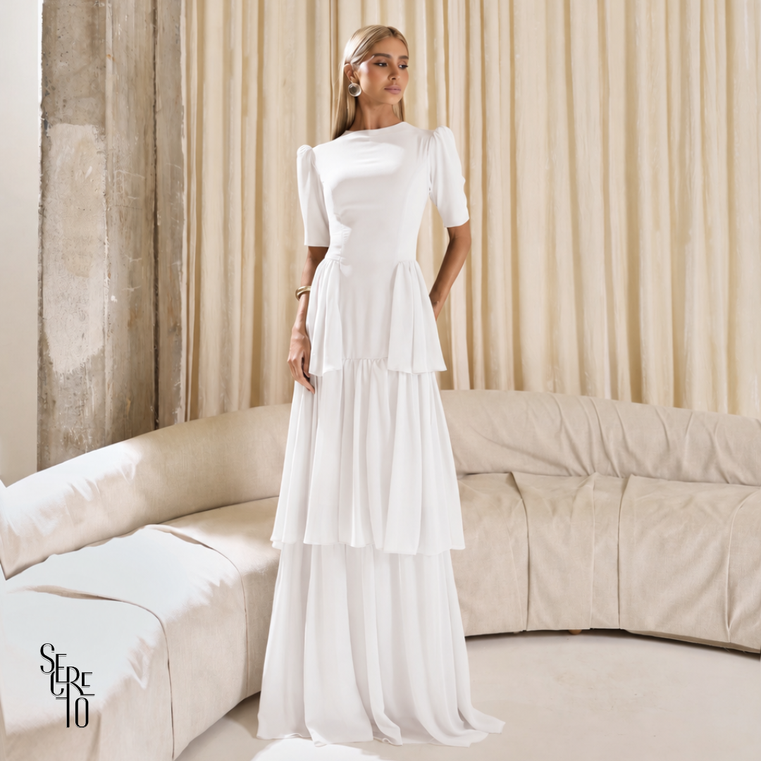 Vestido Longo Camadas Aisha Branco