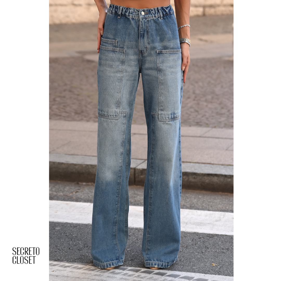 Calça Jeans Cós Elástico Maia Azul
