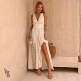 Vestido Longo Renda Ariane Areia