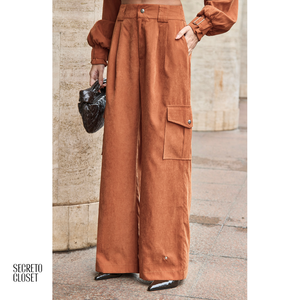 Calça Cargo Cupro Helene Caramelo