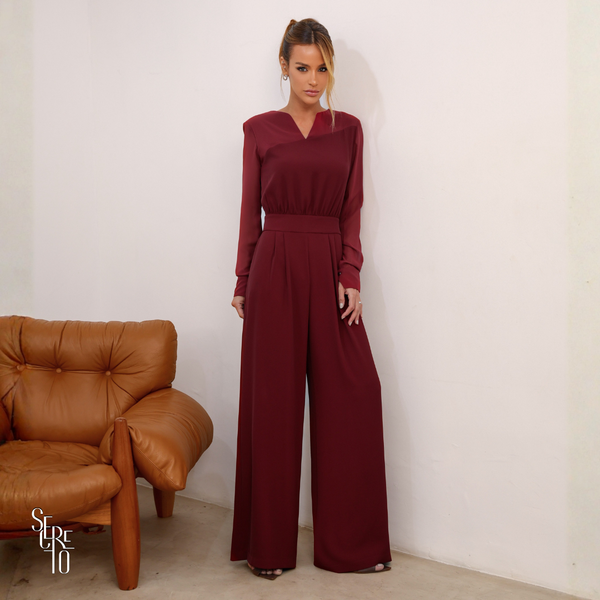 Macacão Alfaiataria Nina Marsala