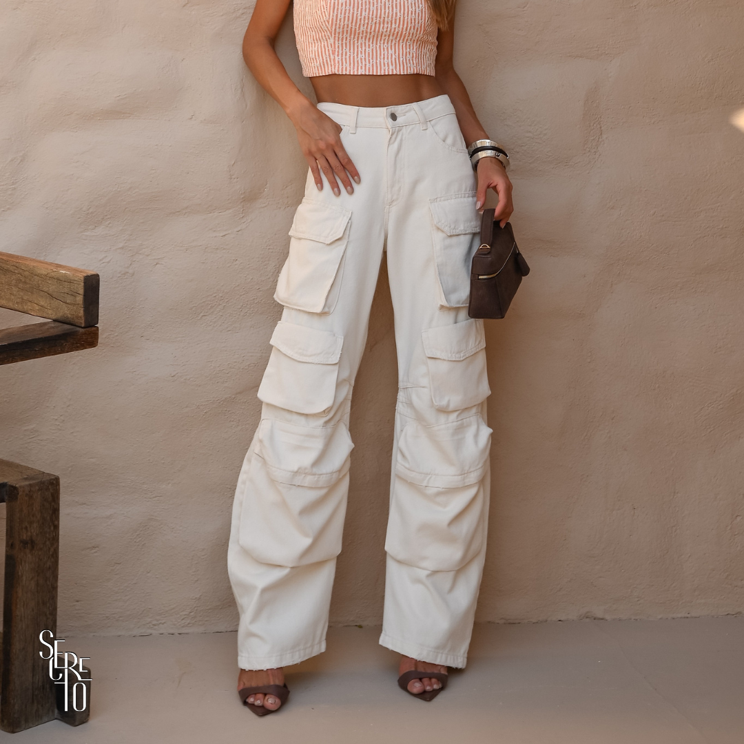 Calça Jeans Cargo Maura Cru