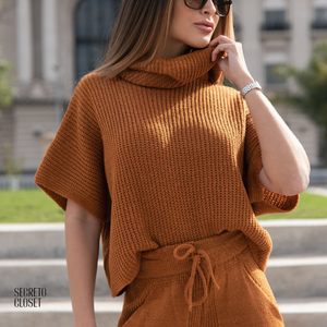 Conjunto Blusa e Calça Tricô Aline Biscuit