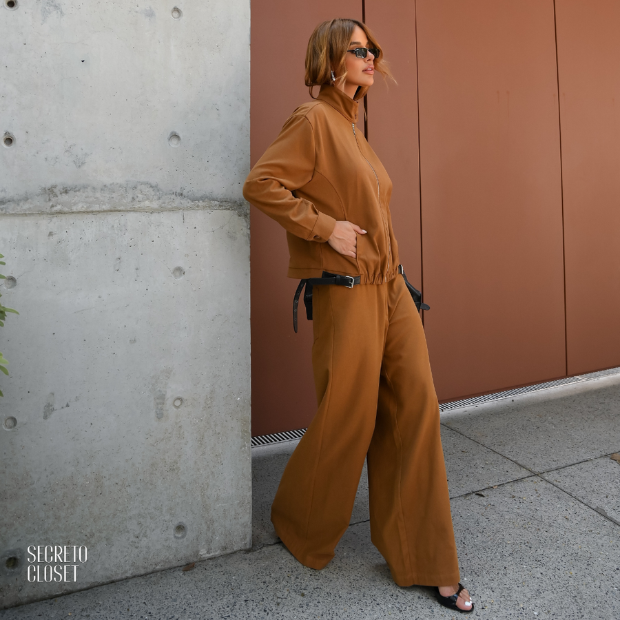 Jaqueta Bomber Fivelas Monica Marrom
