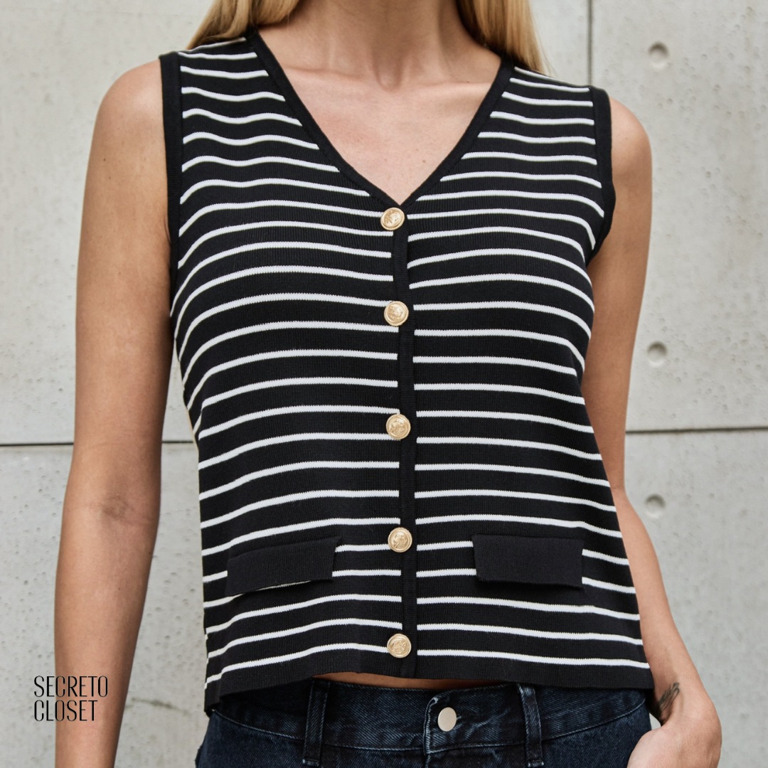 Blusa Modal Listrado Althea Preto
