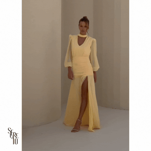 Vestido Longo Pala Franzida Calrisse Camomila