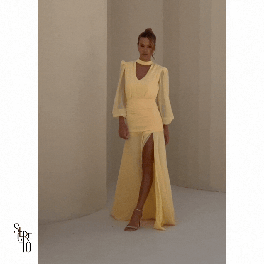 Vestido Longo Pala Franzida Calrisse Camomila