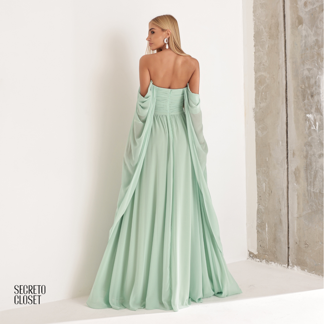 Vestido Longo Tqc Cauda Moana Verde Menta