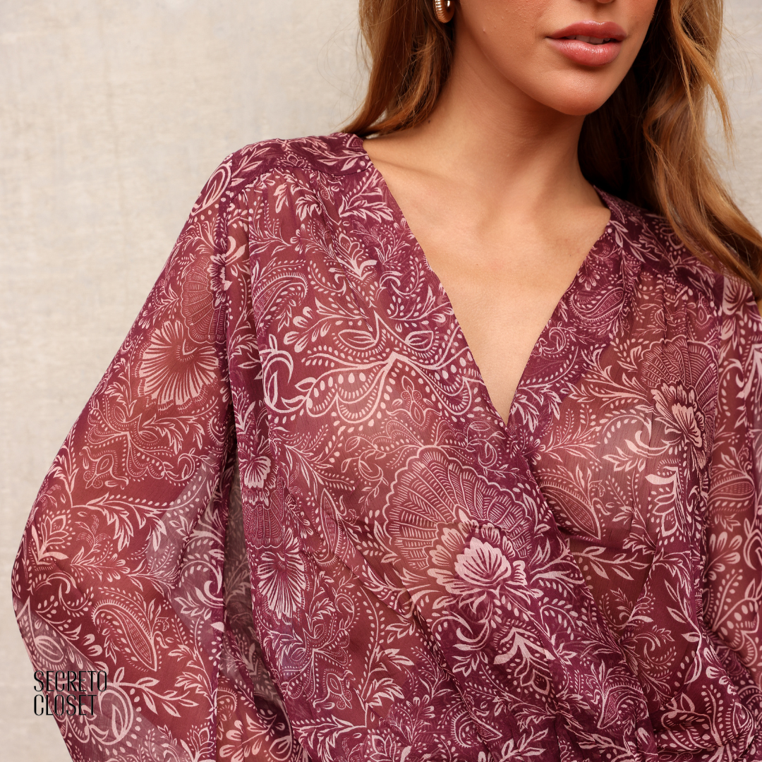 Blusa Estampada Amelia Vinho