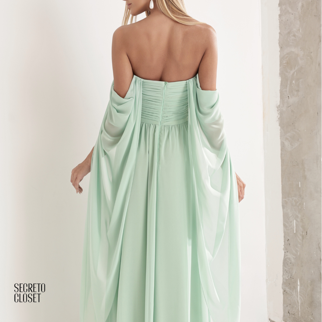 Vestido Longo Tqc Cauda Moana Verde Menta