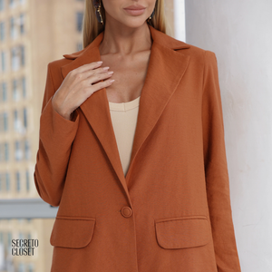 Conjunto Max Blazer e Short Alfaiataria Diana Caramelo