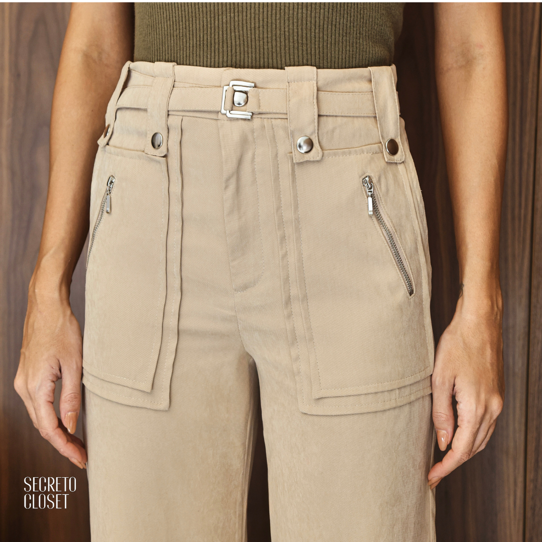 Calça Cupro Leonor Areia