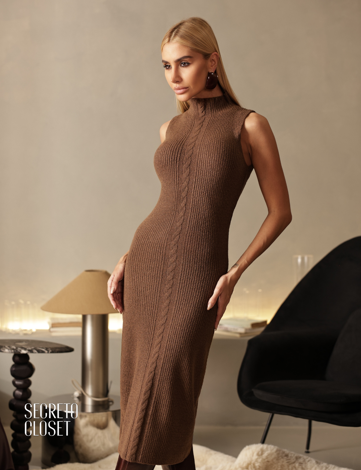 Vestido Longuete Tricô Nana Chocolate
