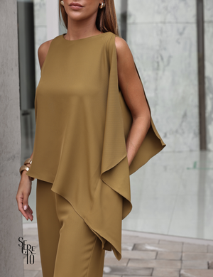 Conjunto Blusa e Calça Assimétrico Aile Verde Oliva