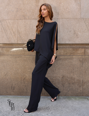 Conjunto Blusa e Calça Assimétrico Aile Preto