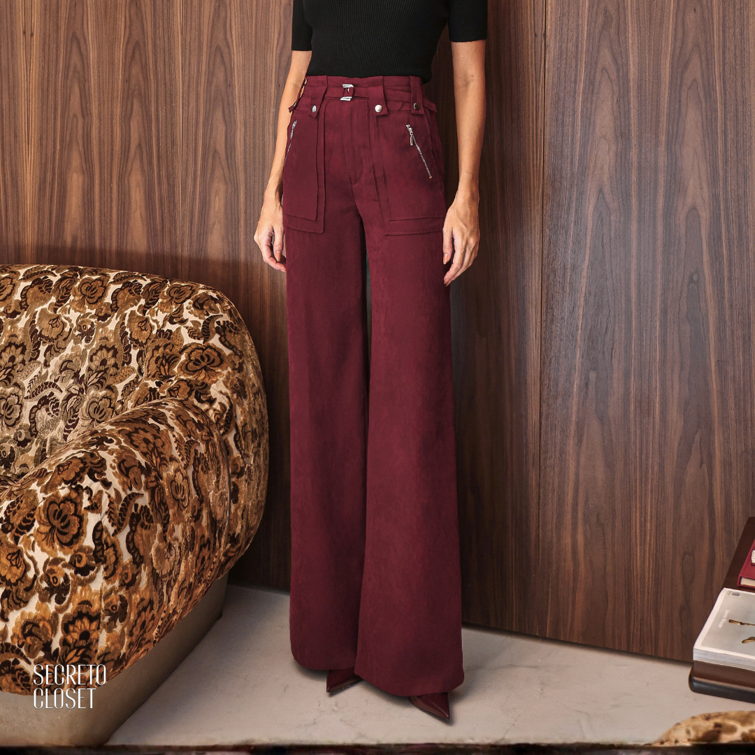 Calça Cupro Leonor Vinho
