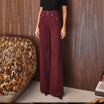Calça Cupro Leonor Vinho