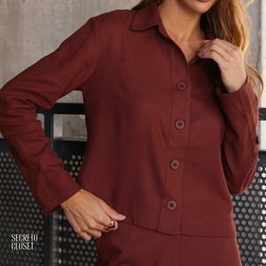 Conjunto Camisa e Calça Linho Alíciah Marrom