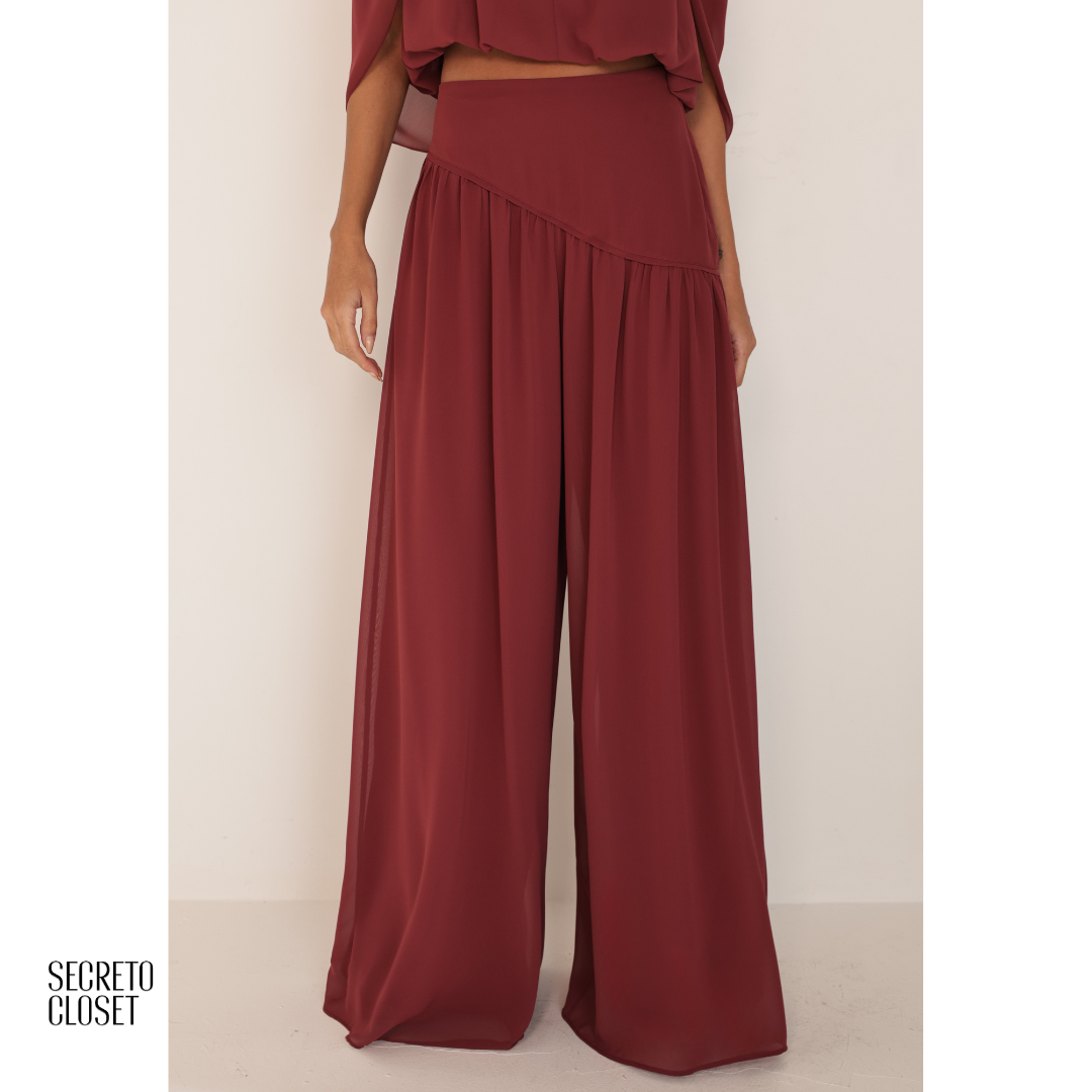 Conjunto Blusa e Calça Fluido Cammy Marsala