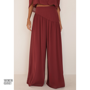 Conjunto Blusa e Calça Fluido Cammy Marsala