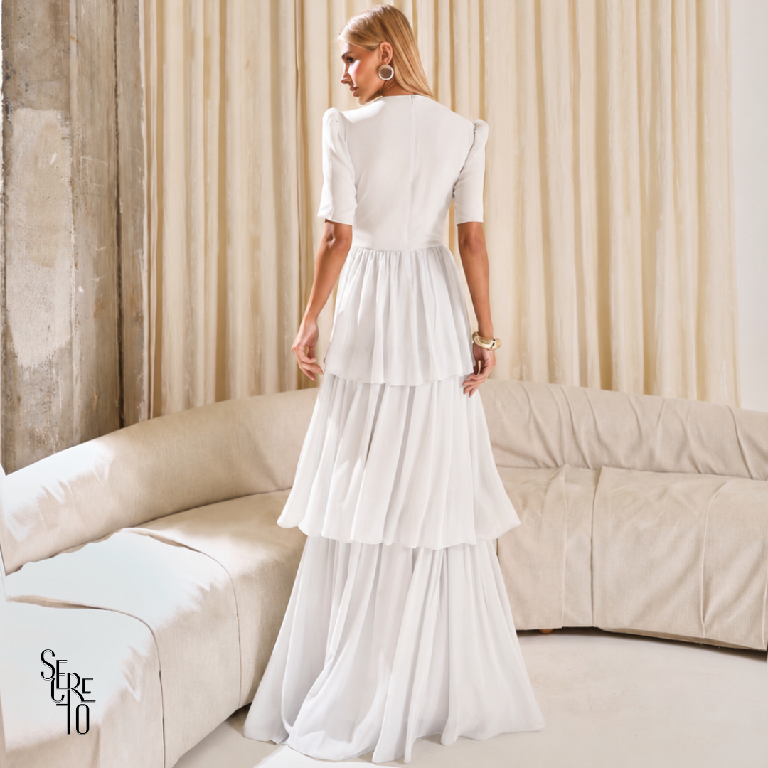Vestido Longo Camadas Aisha Branco