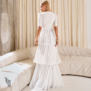Vestido Longo Camadas Aisha Branco