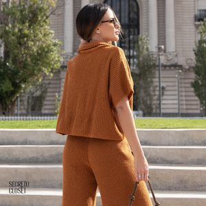 Conjunto Blusa e Calça Tricô Aline Biscuit