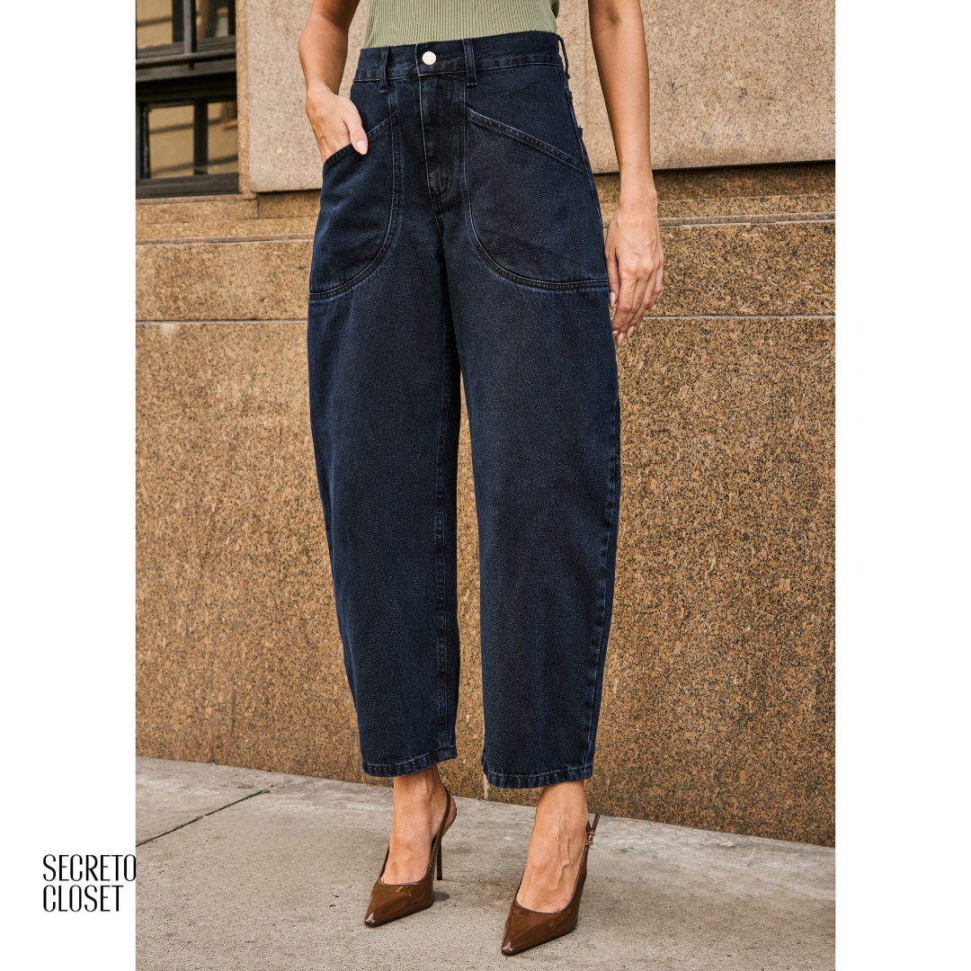 Calça Jeans Barrel Helena Escuro