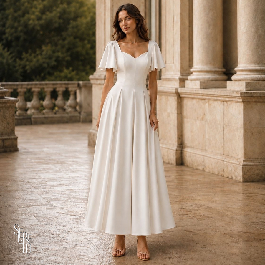 Vestido Longo Manga Sino Julia Branco