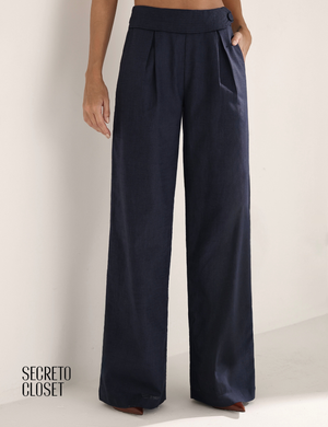 Conjunto Blazer e Calça Linho Milane Azul Marinho