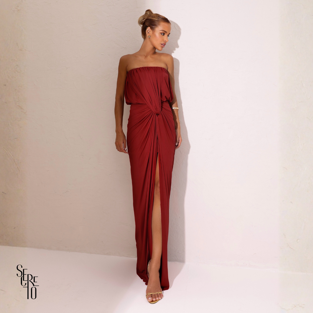 Vestido Longo Fenda Frontal Samara Vermelho