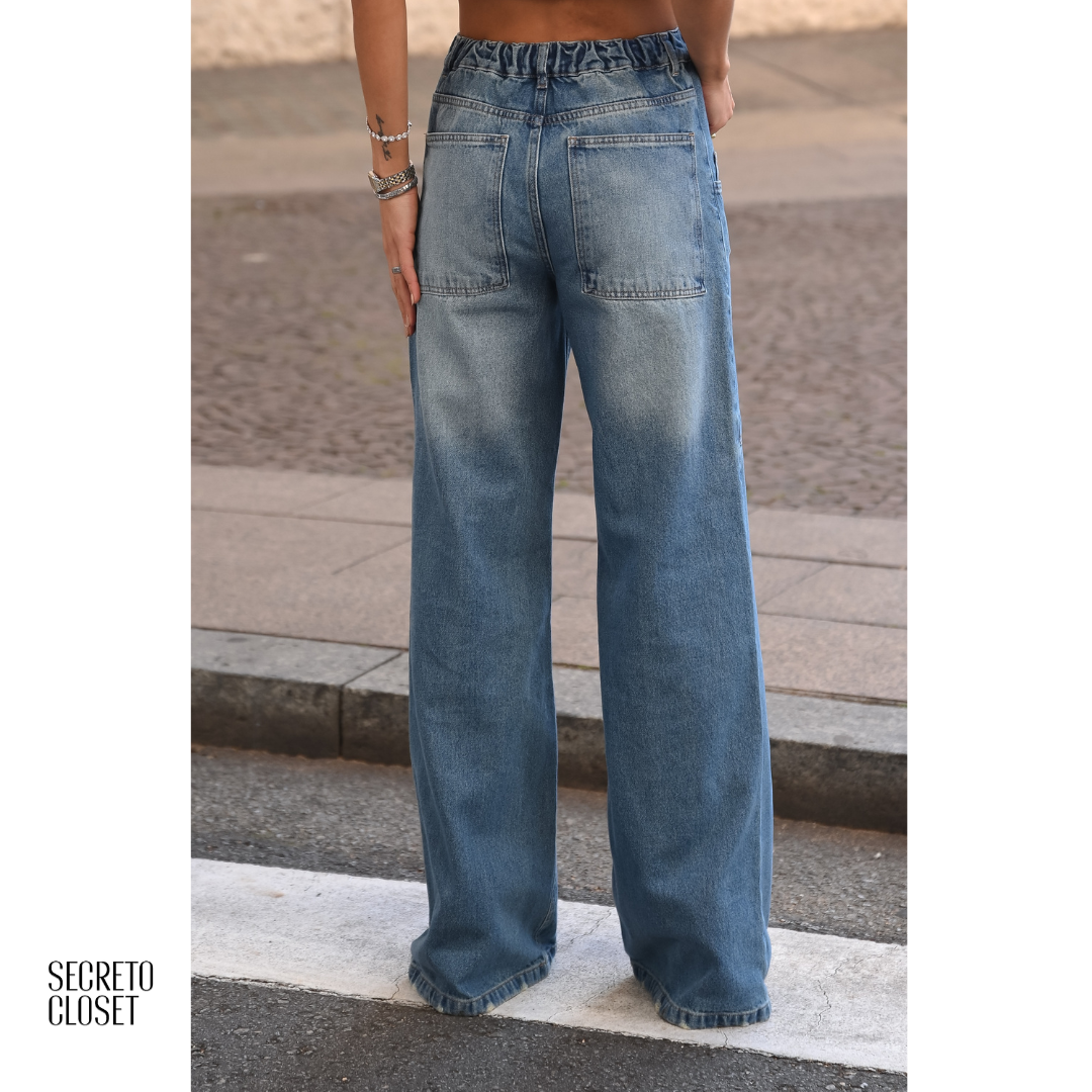 Calça Jeans Cós Elástico Maia Azul
