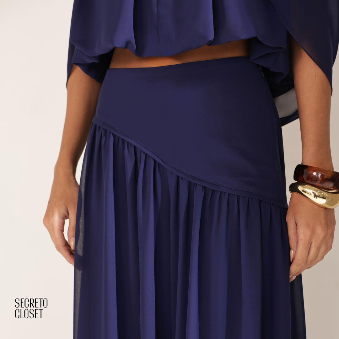 Conjunto Blusa e Calça Fluido Cammy Azul