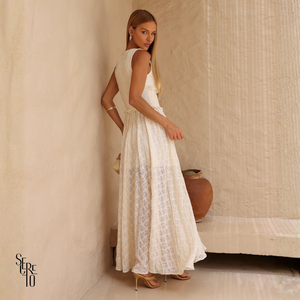 Vestido Longo Renda Ariane Areia