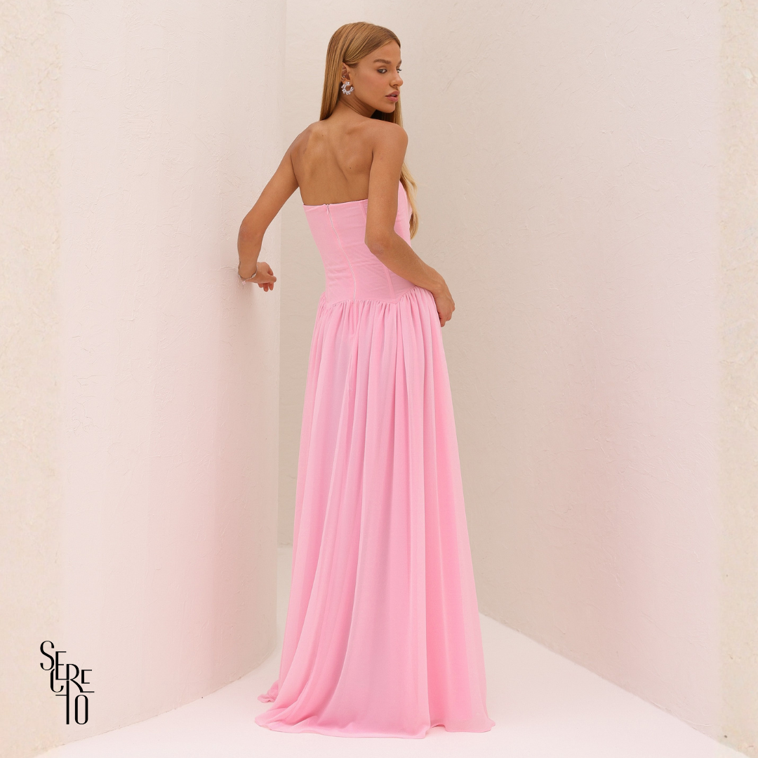 Vestido Barbatana Erica Rosa Claro