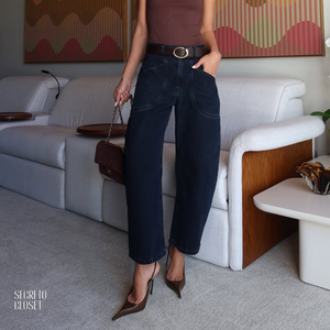 Calça Jeans Barrel Helena Escuro