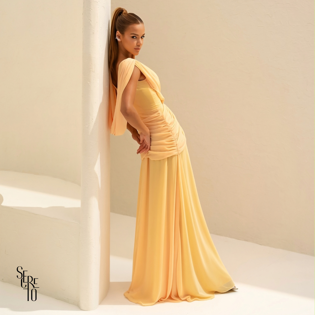 Vestido Longo Capa Alice Camomila