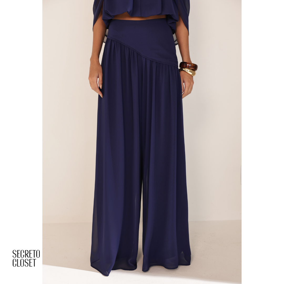 Conjunto Blusa e Calça Fluido Cammy Azul