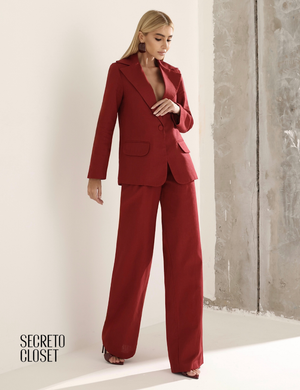Conjunto Blazer e Calça Linho Milane Marsala