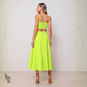 Conjunto Saia Midi Kyle Verde Limão