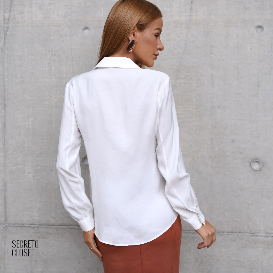 Camisa Punho Pregas Ayumi Off White