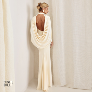 Vestido Longo Capa Chloe Creme