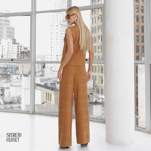 Conjunto Regata e Calça Tricô Barbara Biscuit