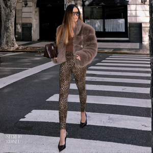 Calça Legging Animal Print Saraki Marrom Claro